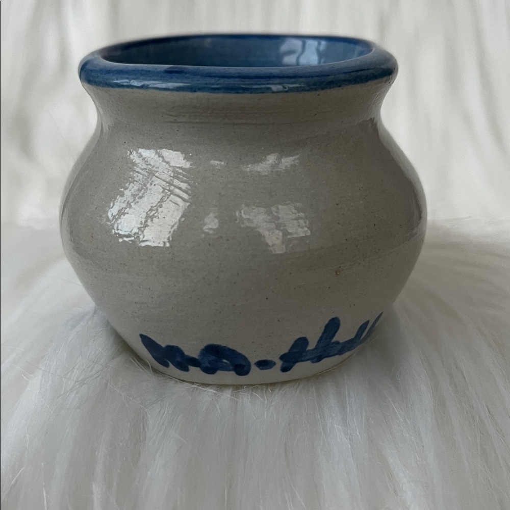 Vintage M.A. Hadley Mini Open Sugar Bowl Country Scene Blue - Picture 2 of 8